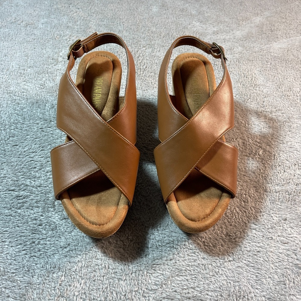 Dream Pairs Womens Wedge Sandals Brown Casual Flatform Criss Cross Outdoorsy 7